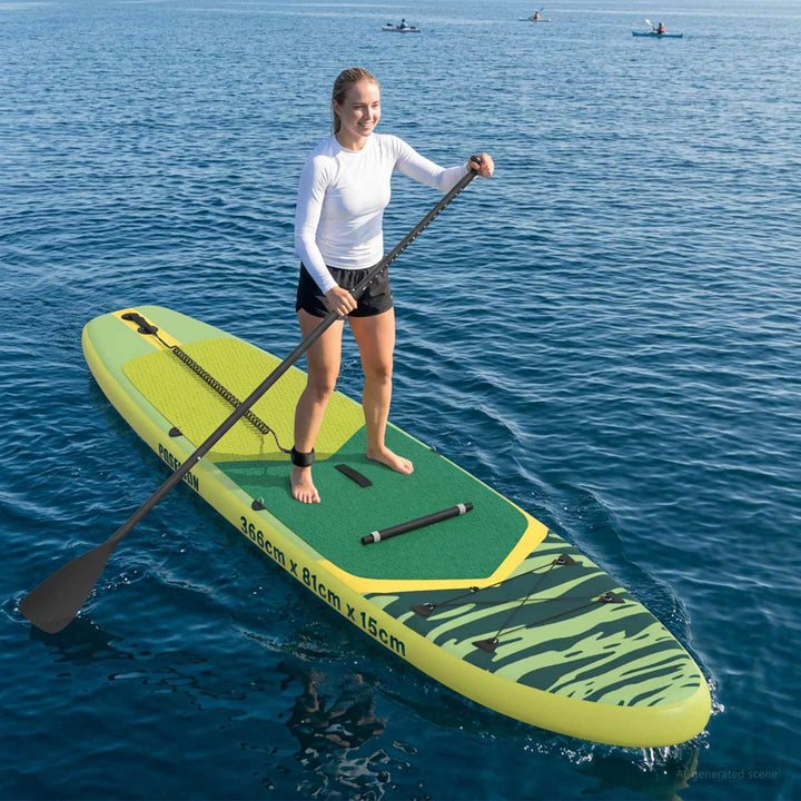 SUP board med sæde 2-i-1 POSEIDON 366 x 81 x 15 cm Grøn