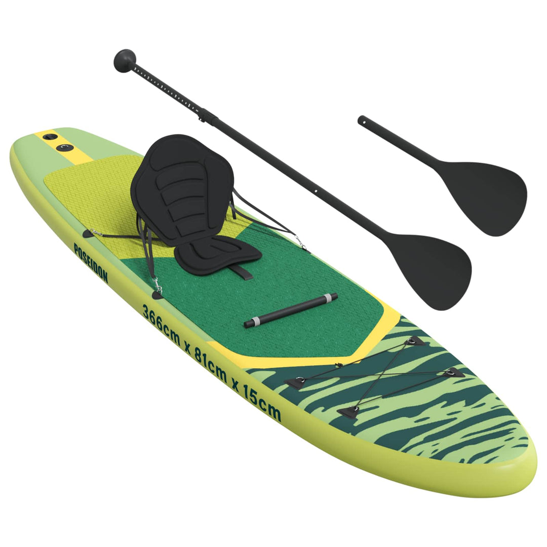SUP board med sæde 2-i-1 POSEIDON 366 x 81 x 15 cm Grøn