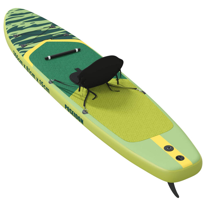 SUP board med sæde 2-i-1 POSEIDON 366 x 81 x 15 cm Grøn