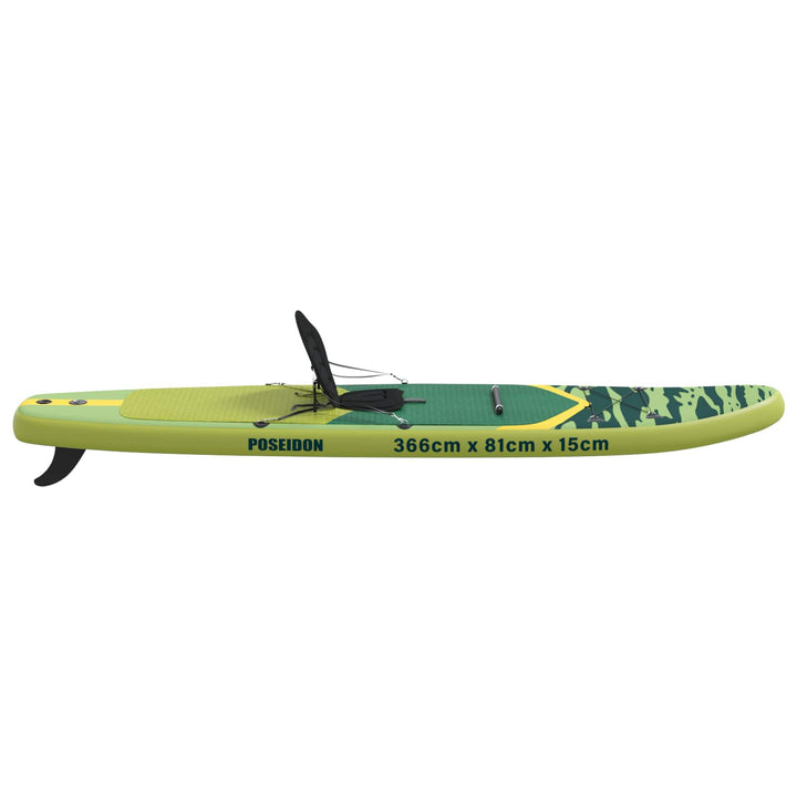 SUP board med sæde 2-i-1 POSEIDON 366 x 81 x 15 cm Grøn