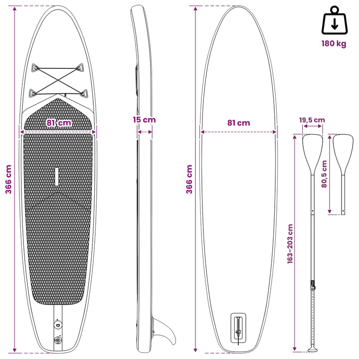 SUP board med sæde 2-i-1 TRITON 366 x 81 x 15 cm Blå