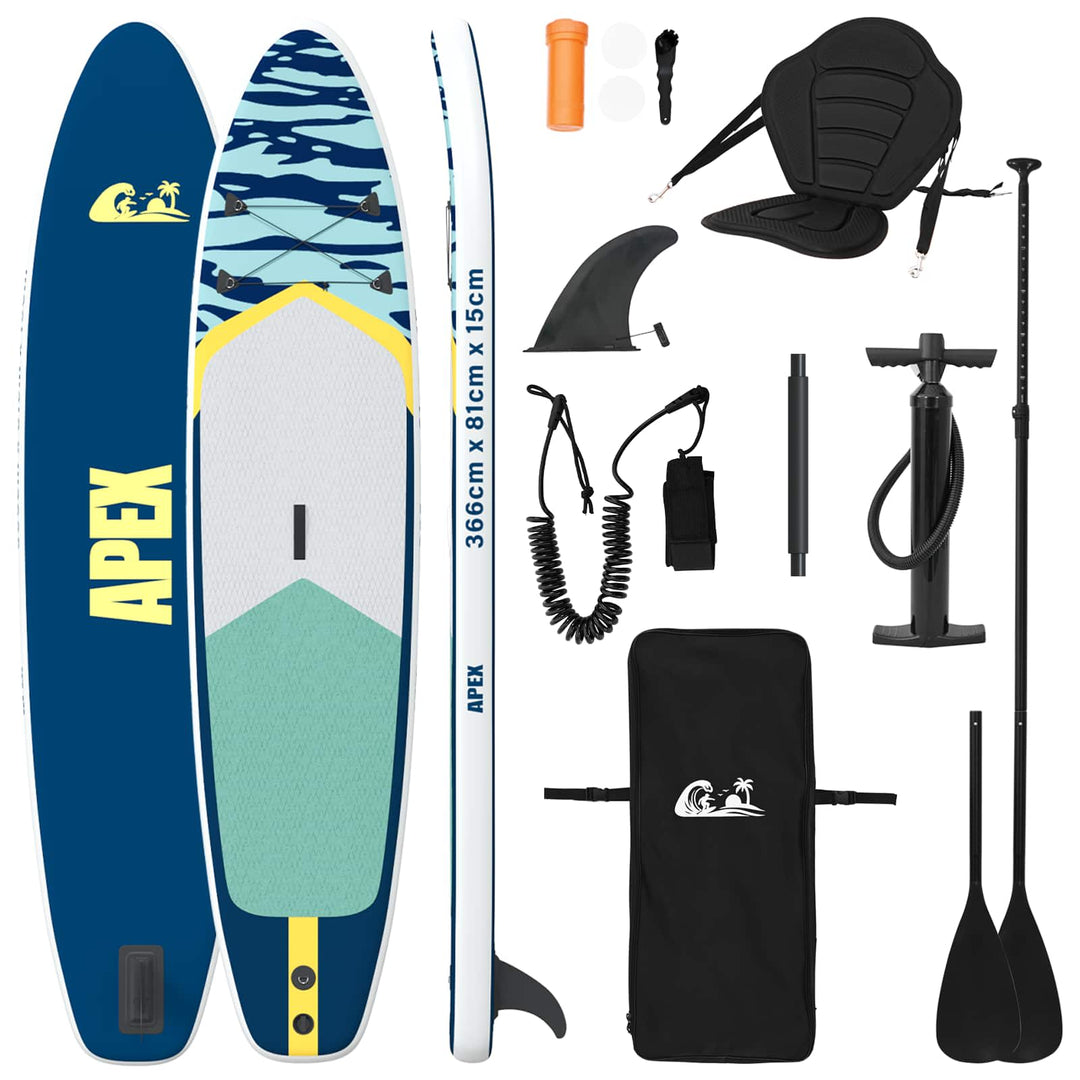 SUP board med sæde 2-i-1 APEX 366 x 81 x 15 cm Blå