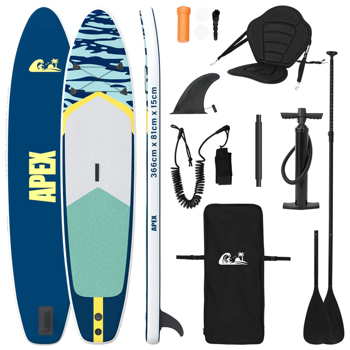 SUP board med sæde 2-i-1 APEX 366 x 81 x 15 cm Blå