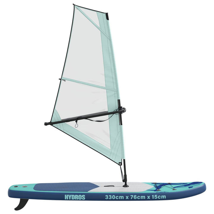 Oppusteligt SUP Board med Sejl HYDROS 330 x 76 x 15 cm Turkis