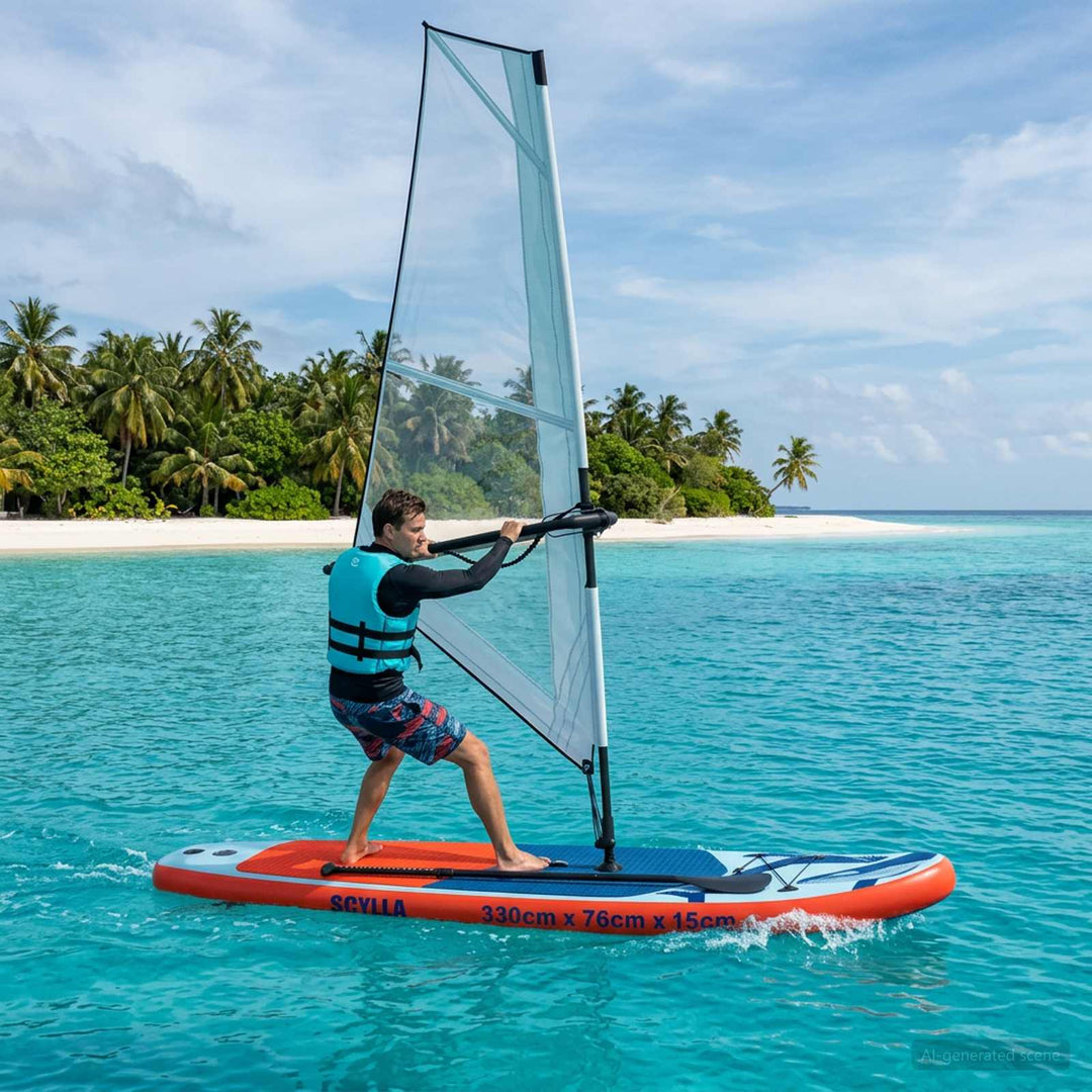 Oppusteligt SUP Board med Sejl SCYLLA 330 x 76 x 15 cm Blå