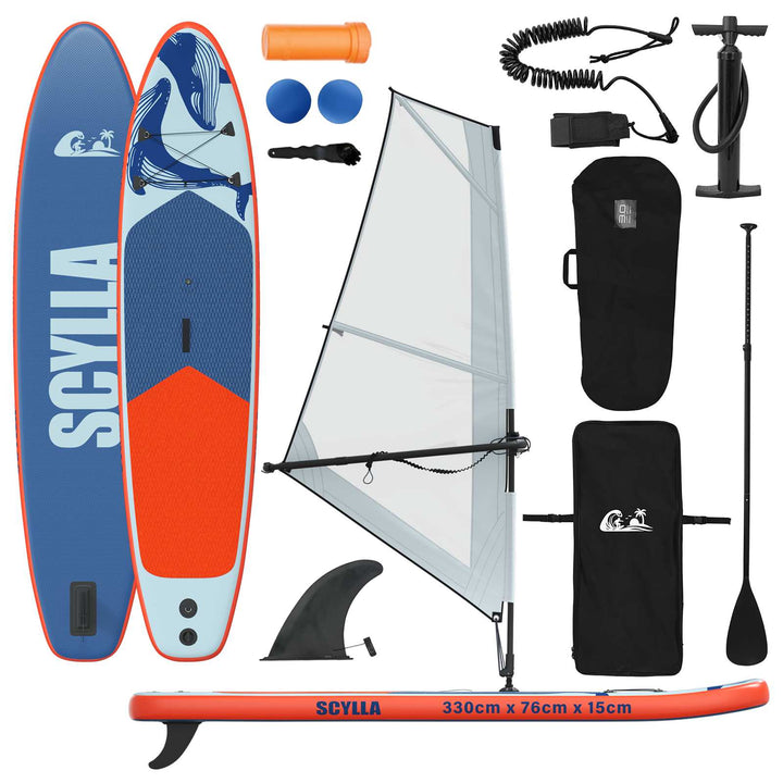 Oppusteligt SUP Board med Sejl SCYLLA 330 x 76 x 15 cm Blå