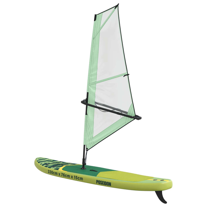 Oppusteligt SUP Board med Sejl POSEIDON 330 x 76 x 15 cm Grøn