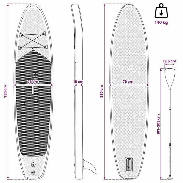 Oppusteligt SUP Board med Sejl POSEIDON 330 x 76 x 15 cm Grøn