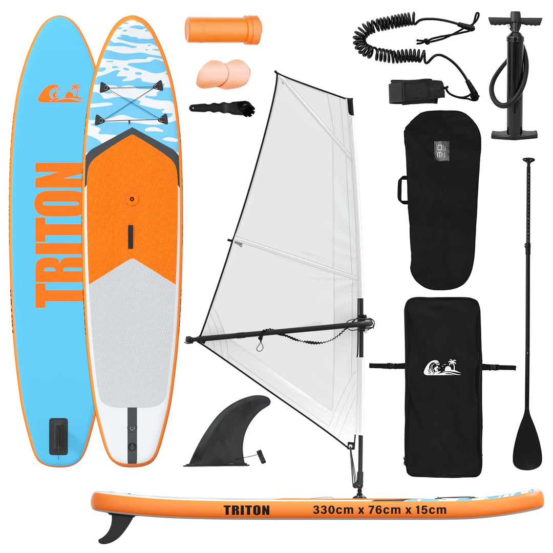 Oppusteligt SUP Board med Sejl TRITON 330 x 76 x 15 cm Blå