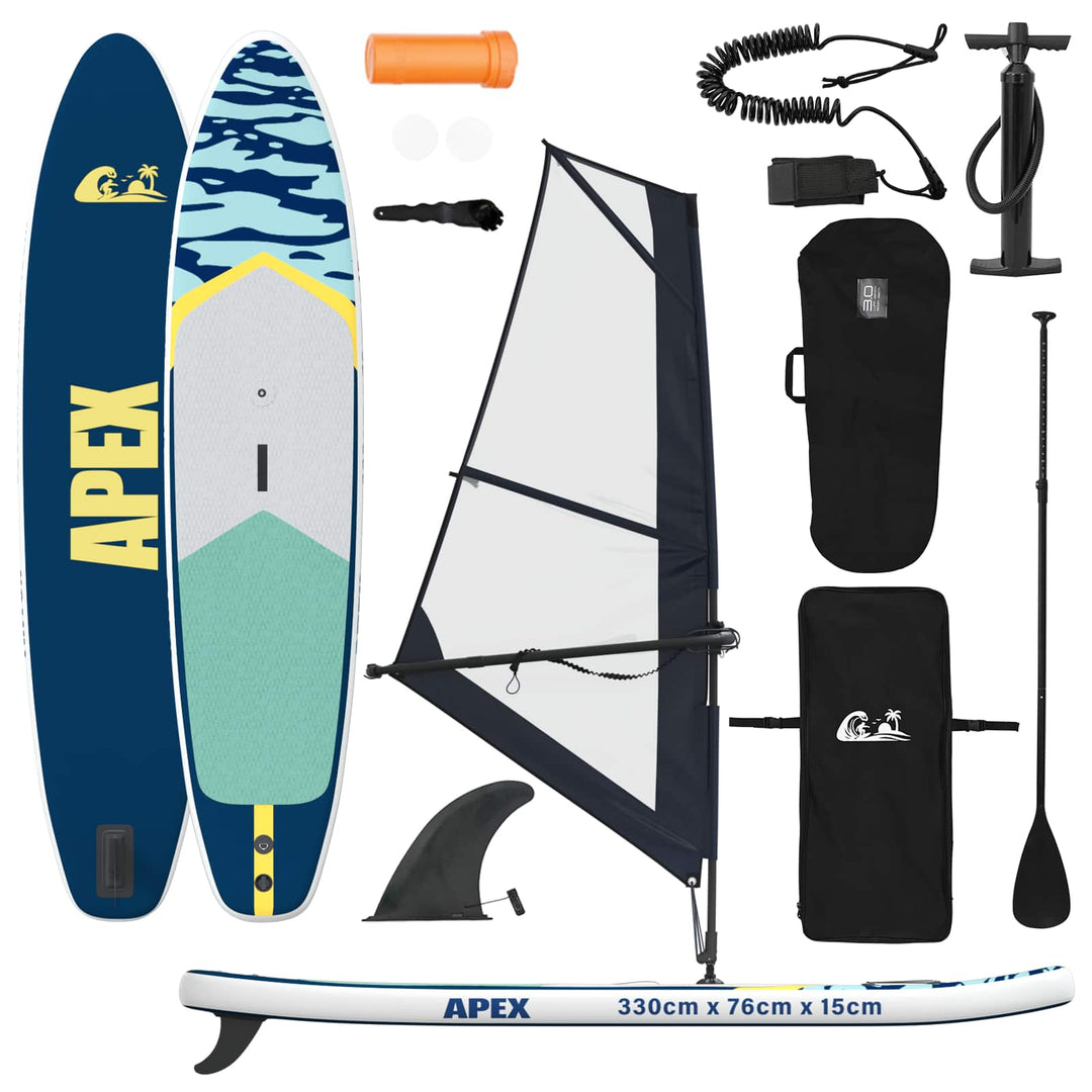 Oppusteligt SUP Board med Sejl APEX 330 x 76 x 15 cm Blå