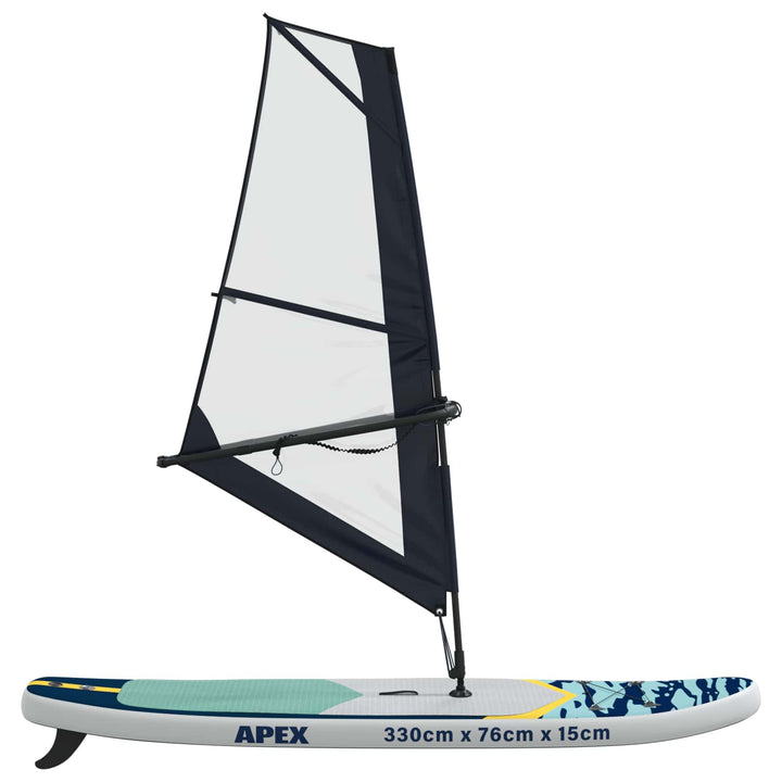 Oppusteligt SUP Board med Sejl APEX 330 x 76 x 15 cm Blå