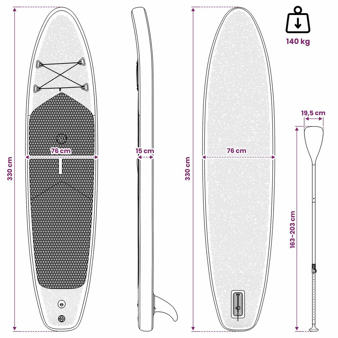Oppusteligt SUP Board med Sejl APEX 330 x 76 x 15 cm Blå