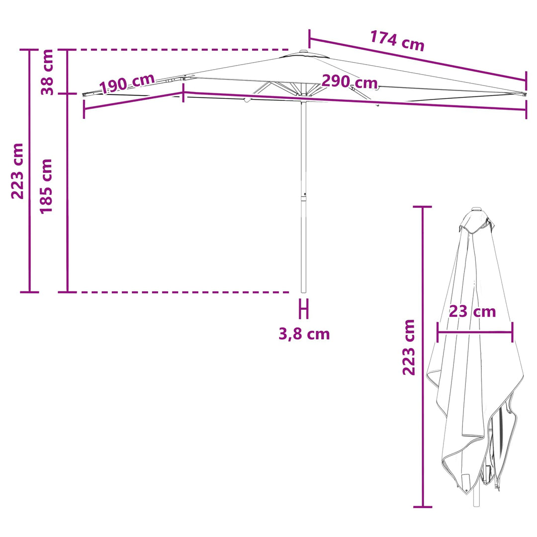 Havesol 200 x 300 cm Polyester Rektangulær Gråbrun