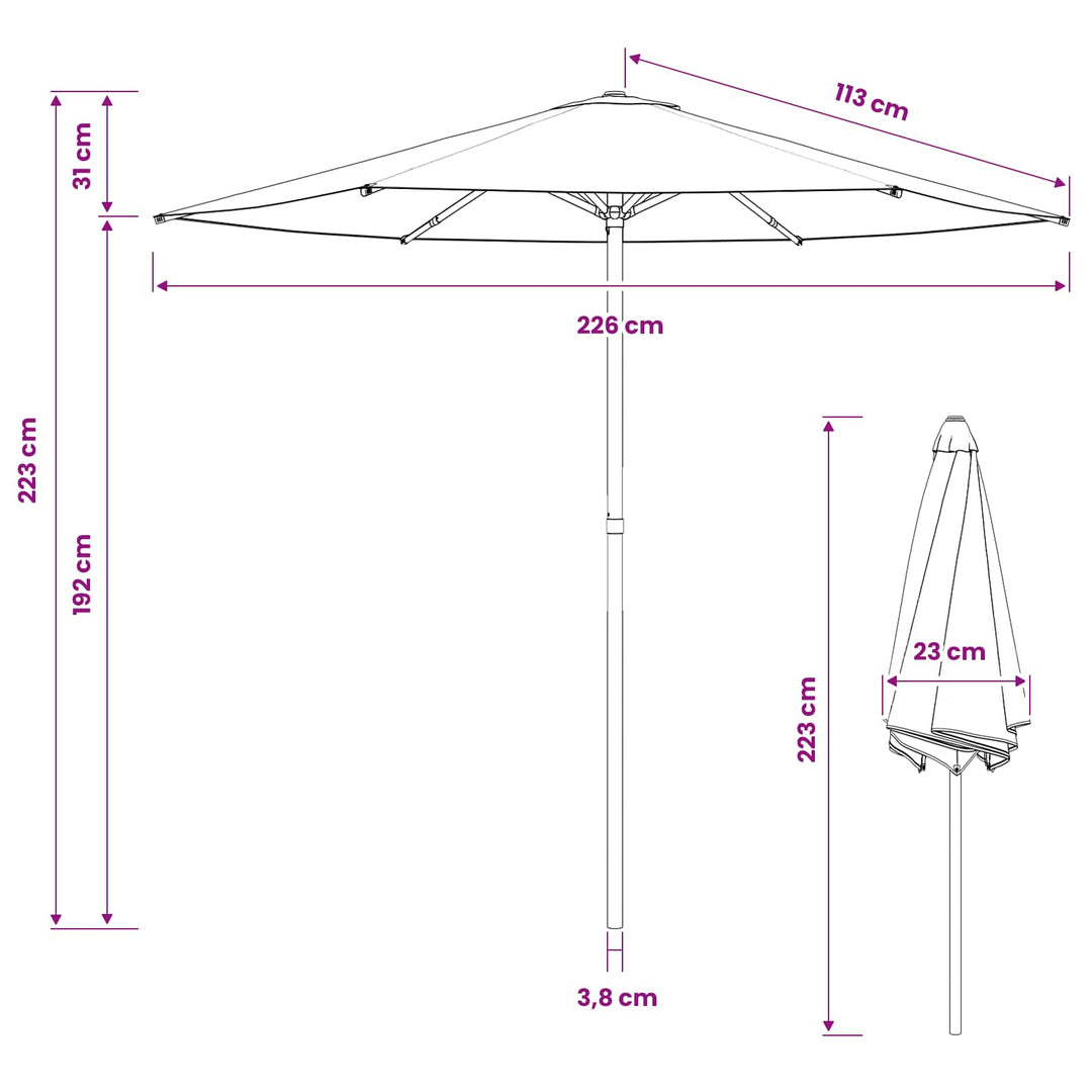 Havesol 230 x 230 cm Polyester Rektangulær Cremefarvet