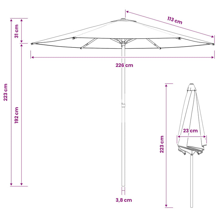 Havesol 230 x 230 cm Polyester Rektangulær Cremefarvet