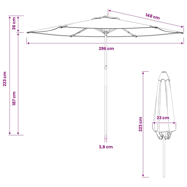Havesol 300 x 300 cm Polyester Rektangulær Terrakotta
