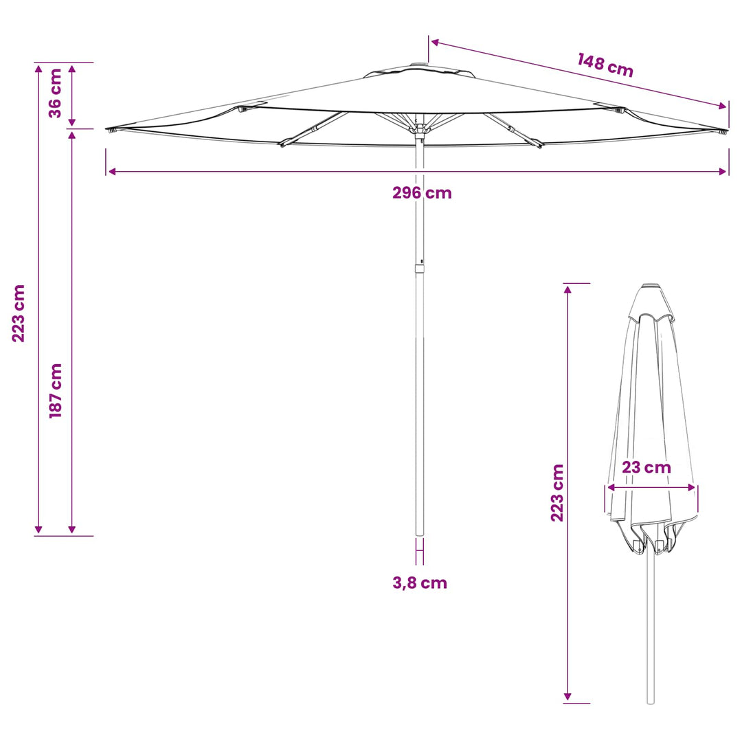 Havesol 300 x 300 cm Polyester Rektangulær Sort