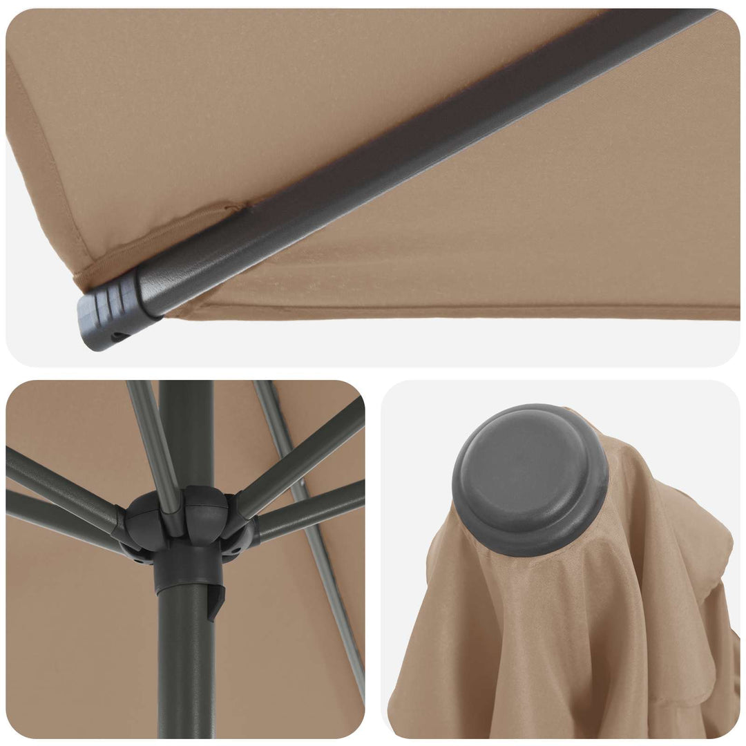 Haveparasol med base 230 x 230 cm Polyester Rektangulær Gråbrun