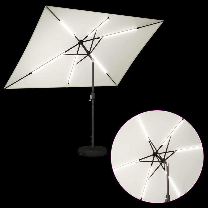 Haveparasol med LED lys og fod 200 x 300 cm Polyester