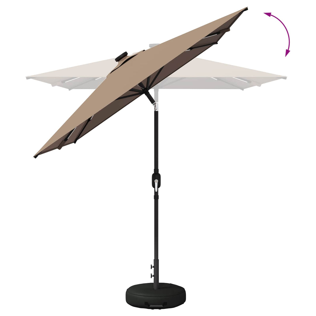 Haveparasol med LED lys og fod 200 x 300 cm Polyester Gråbrun