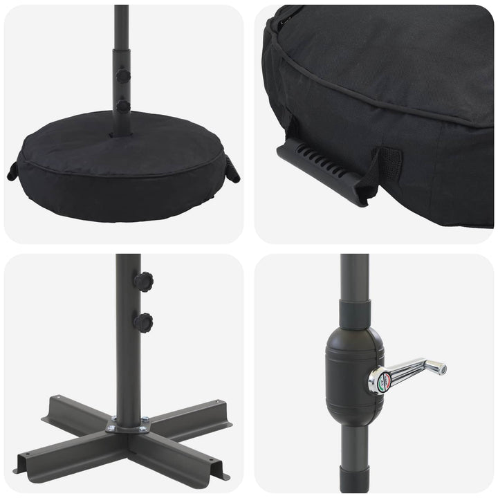 Haveparasol med LED lys og fod 200 x 300 cm Polyester Antracit