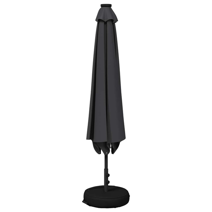 Haveparasol med LED lys og fod 200 x 300 cm Polyester Antracit