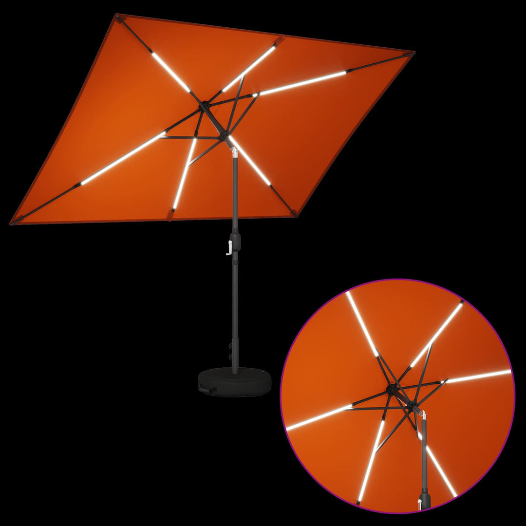 Haveparasol med LED lys og fod 200 x 300 cm Polyester