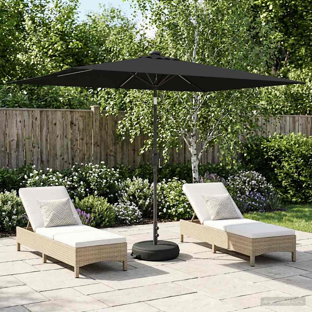Have Parasol med LED Lygter 200 x 300 cm Polyester Sort
