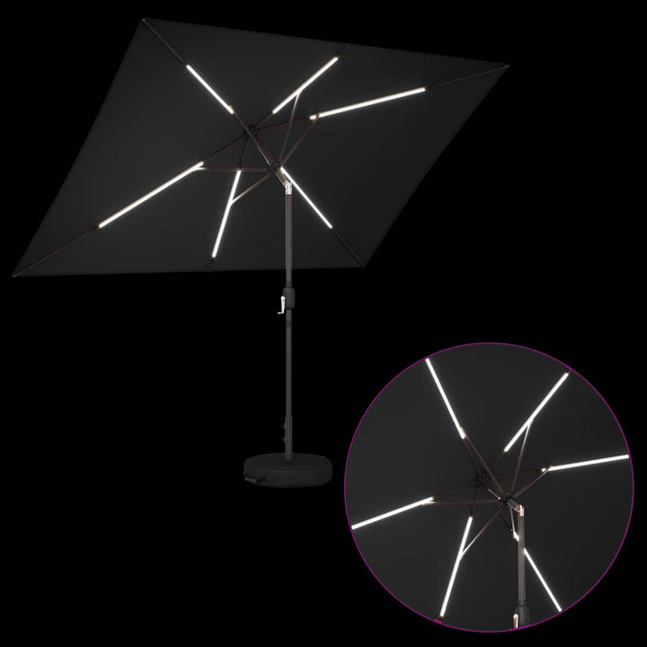 Have Parasol med LED Lygter 200 x 300 cm Polyester Sort