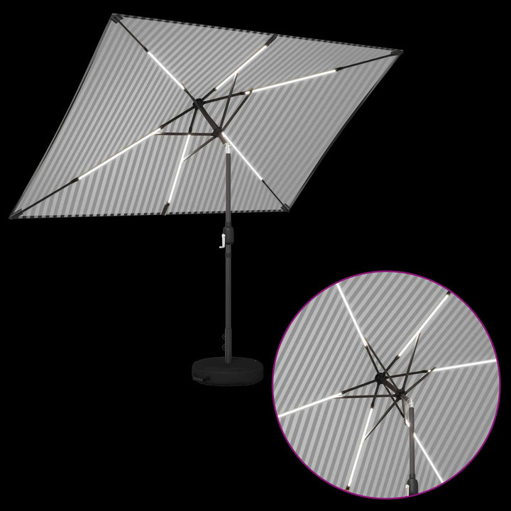 Haveparasol med LED lys og fod 200 x 300 cm Polyester