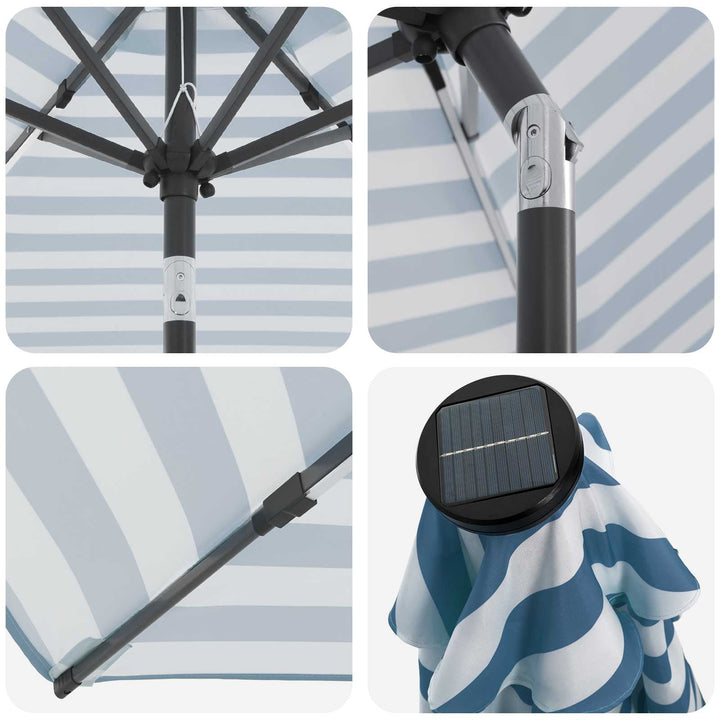 Have Parasol med LED Lygter 200 x 300 cm Polyester Blå og Hvid