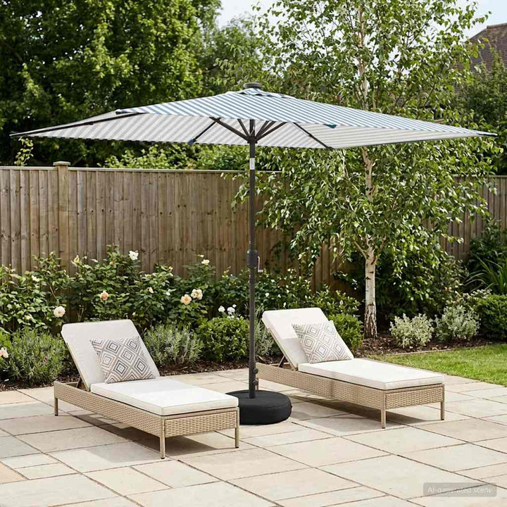 Have Parasol med LED Lygter 200 x 300 cm Polyester Blå og Hvid