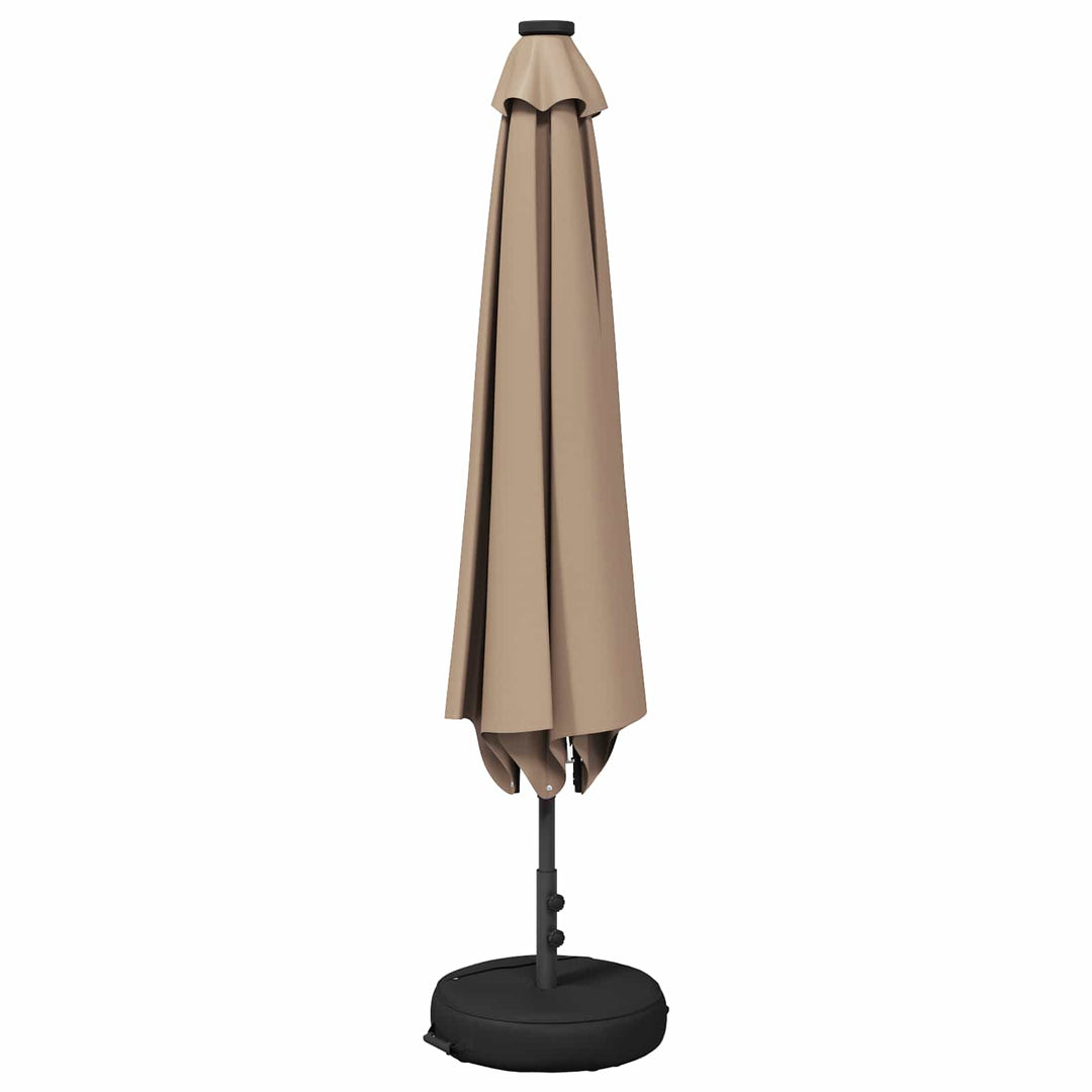 Haveparasol med LED lys og fod 230 x 230 cm Polyester Gråbrun