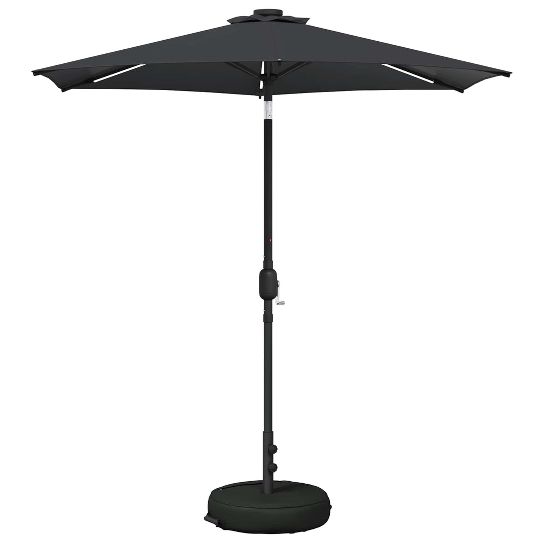 Haveparasol med LED lys og fod 230 x 230 cm Polyester Antracit