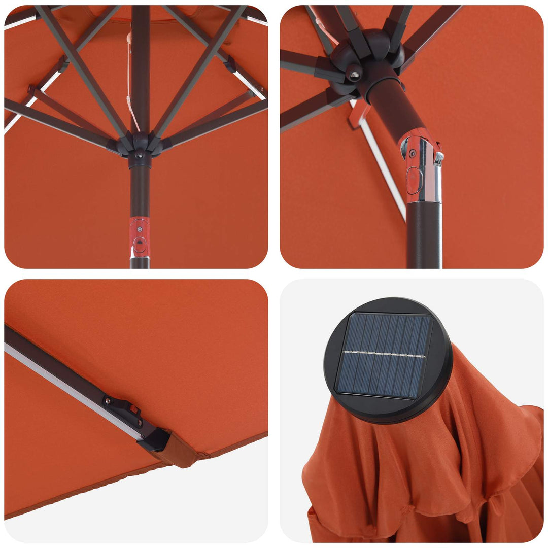 Haveparasol med LED lys og fod 230 x 230 cm Polyester
