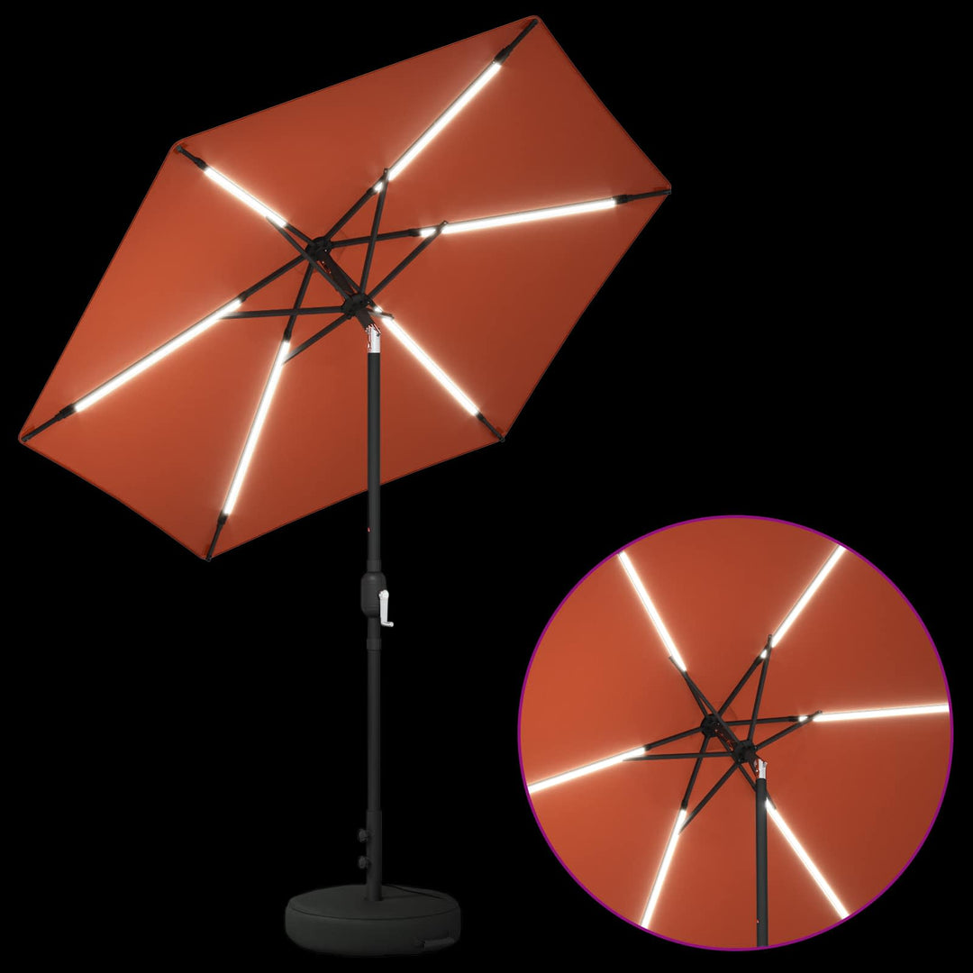 Haveparasol med LED lys og fod 230 x 230 cm Polyester