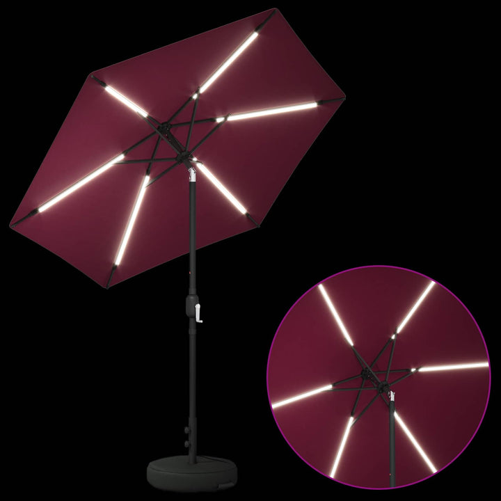 Haveparasol med LED lys og fod 230 x 230 cm Polyester