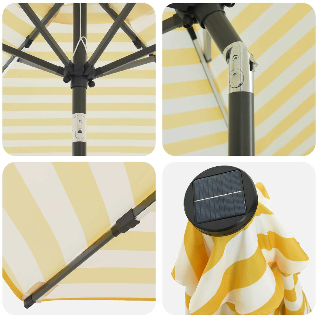 Haveparasol med LED lys og fod 230 x 230 cm Polyester