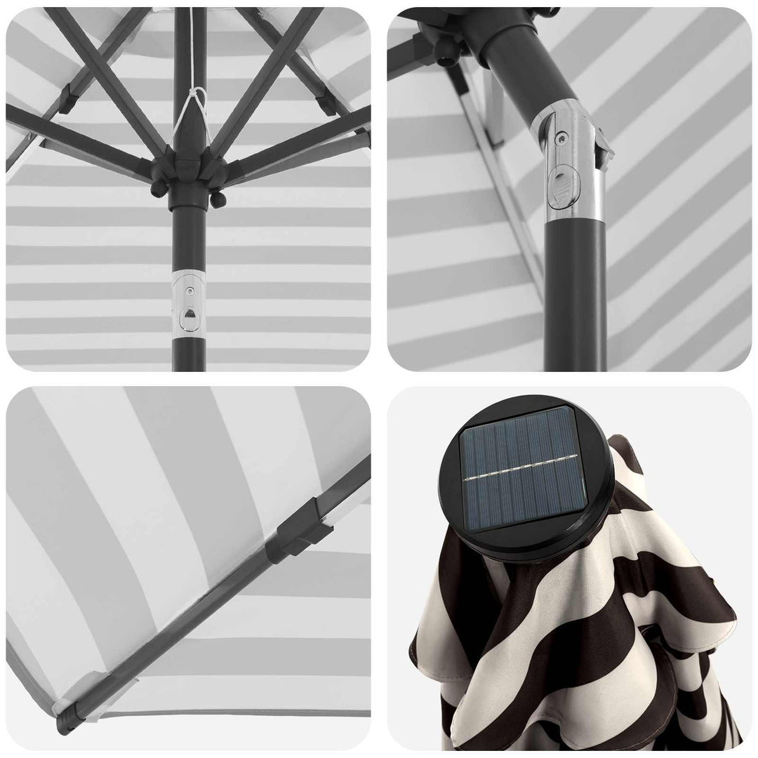 Haveparasol med LED lys og fod 230 x 230 cm Polyester