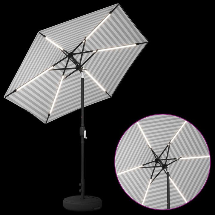 Haveparasol med LED lys og fod 230 x 230 cm Polyester