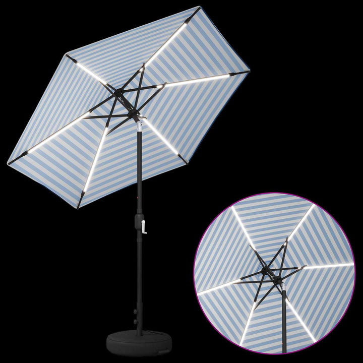 Haveparasol med LED lys og fod 230 x 230 cm Polyester