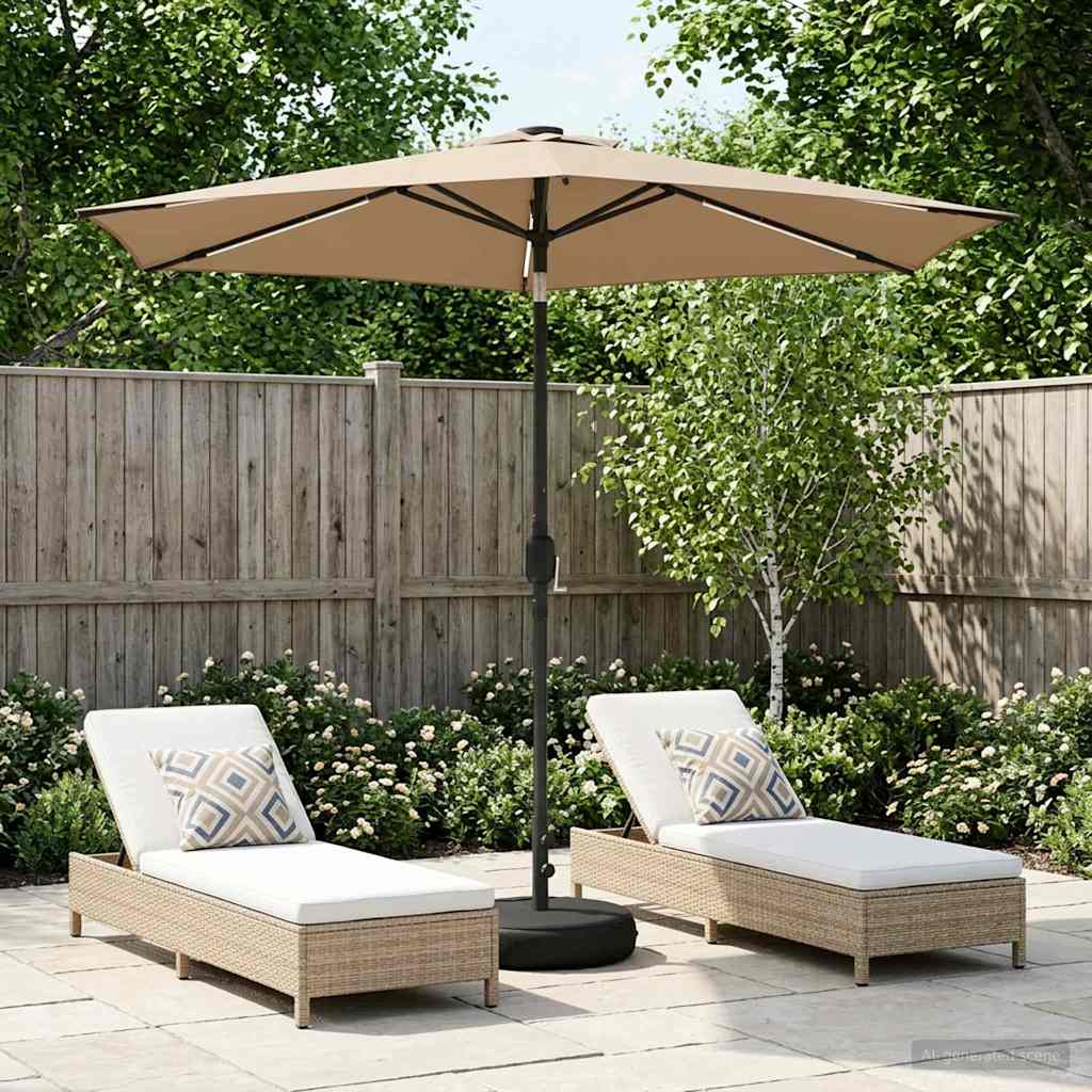 Have Parasol med LED Lygter 270 x 270 cm Polyester Gråbrun