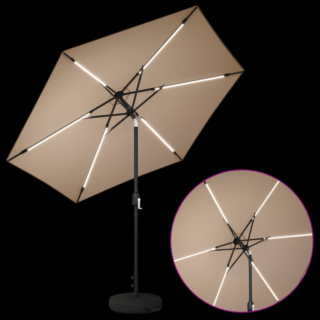 Have Parasol med LED Lygter 270 x 270 cm Polyester Gråbrun