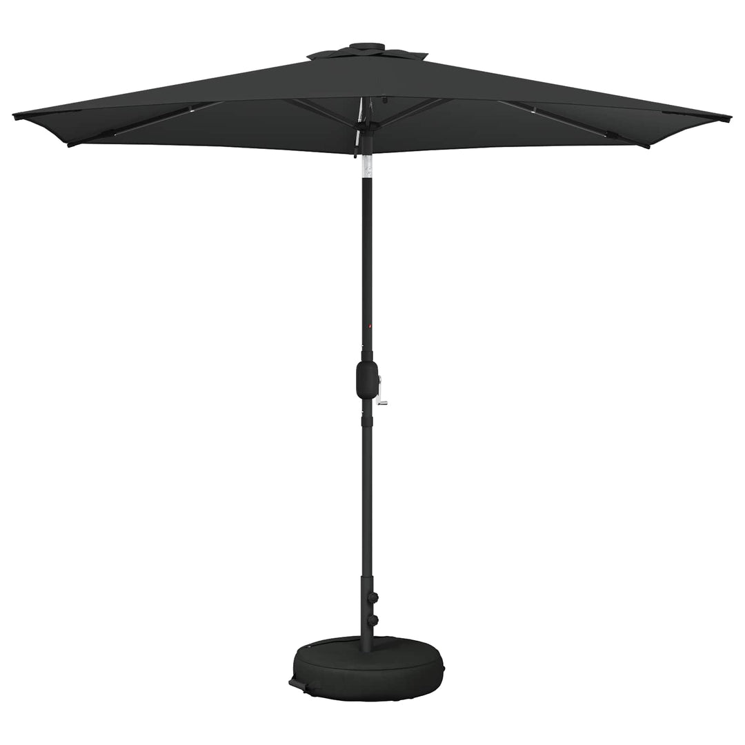 Haveparasol med LED lys og fod 270 x 270 cm Polyester Antracit