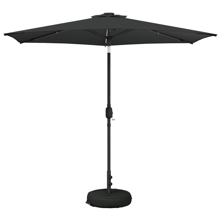 Haveparasol med LED lys og fod 270 x 270 cm Polyester Antracit
