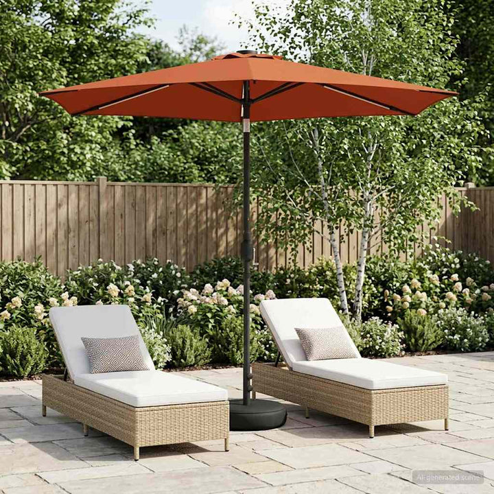 Haveparasol med LED lys og fod 270 x 270 cm Polyester