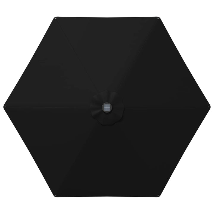 Haveparasol med LED lys og fod 270 x 270 cm Polyester Sort