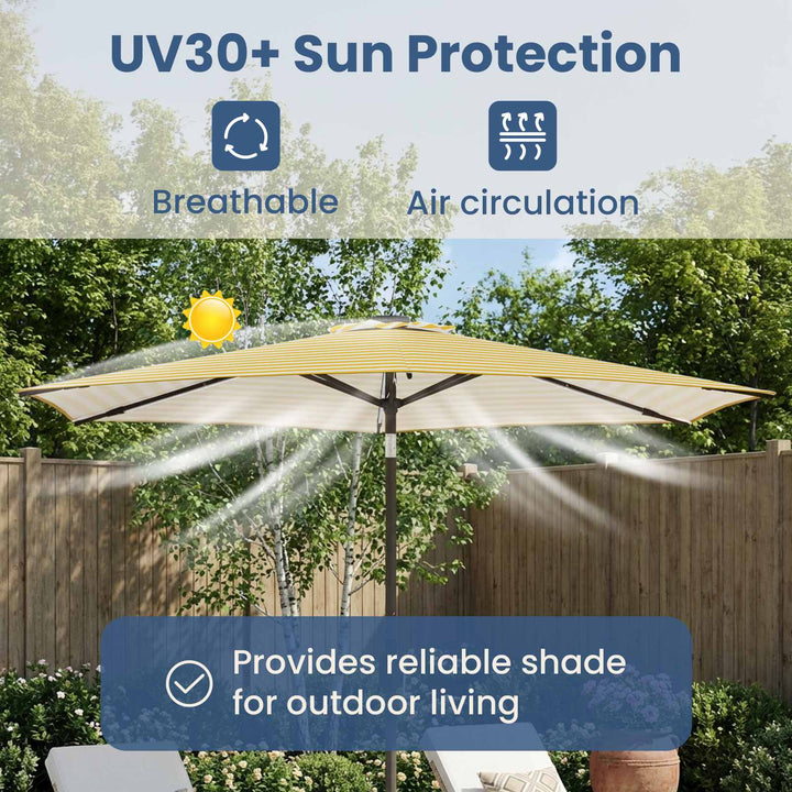 Haveparasol med LED lys og fod 270 x 270 cm Polyester