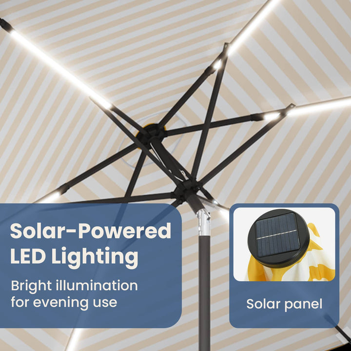 Haveparasol med LED lys og fod 270 x 270 cm Polyester