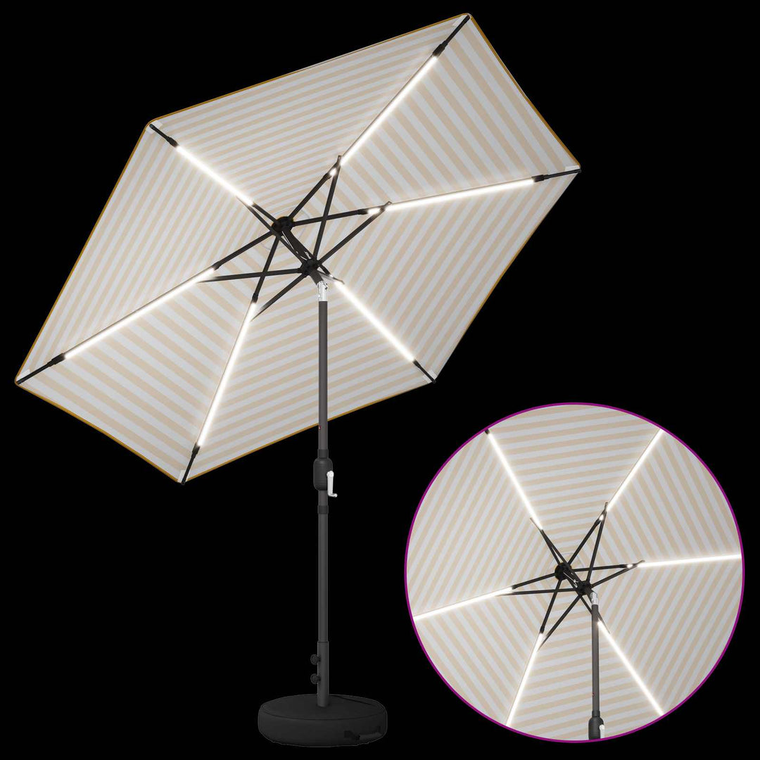 Haveparasol med LED lys og fod 270 x 270 cm Polyester